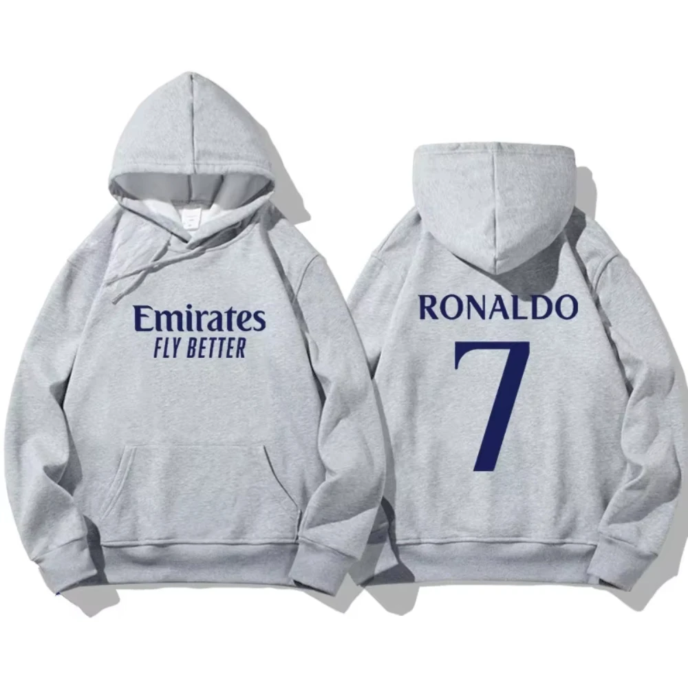 Barcelona Real Madrid C Luo7 Hooded Loose Casual Pullover Long Sleeved Hoodies Sports Women's Youth Football Print Men Uniform