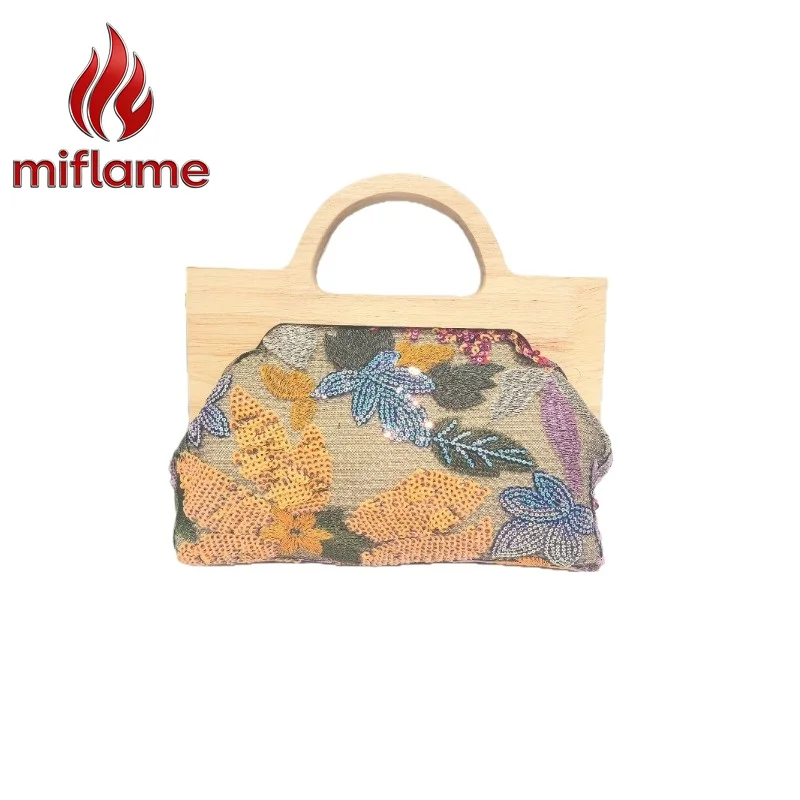 

Miflame Woven Straw Clutch with Embroidery and Sequins for New Summer Evening Party Glamorous Luxury Handbag