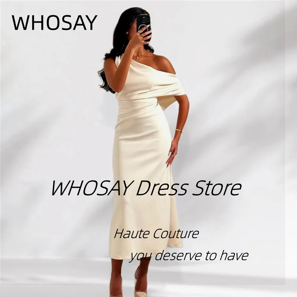 

WHOSAY Simple Prom Dresses Saudi Party Ladies Wear Off Shoulder Bridesmaid Dress for Weddings Zipper Back Evening Special Gowns