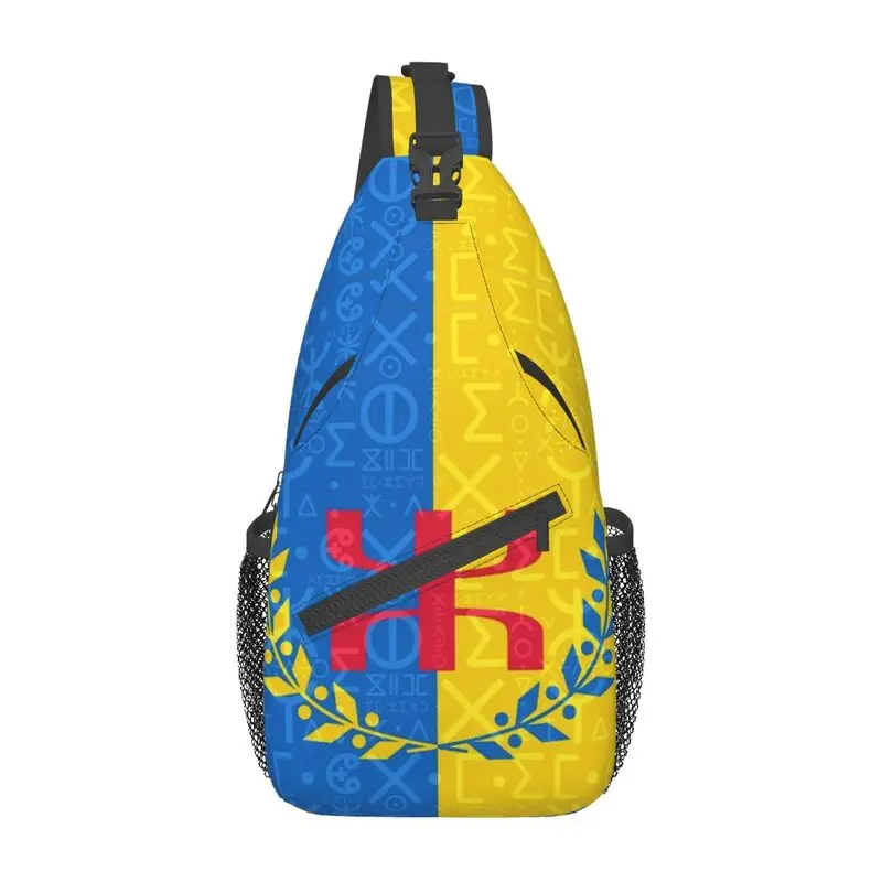 Amazigh Kabyle Berber Flag Sling Chest Crossbody Bag Men Fashion Tifinagh Shoulder Backpack for Hiking