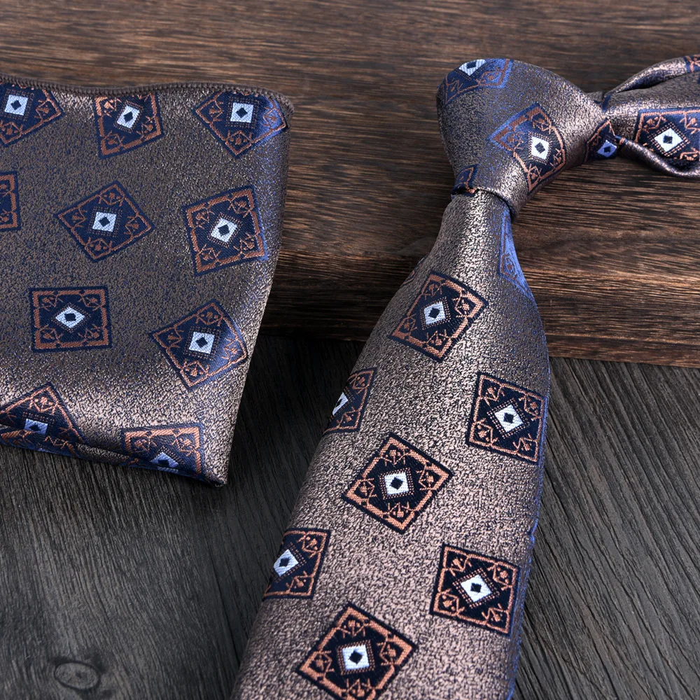 Mens Paisley Floral Tie Set - Classic Formal Necktie And Pocket Square for Wedding Party Men's Fashion Accessory