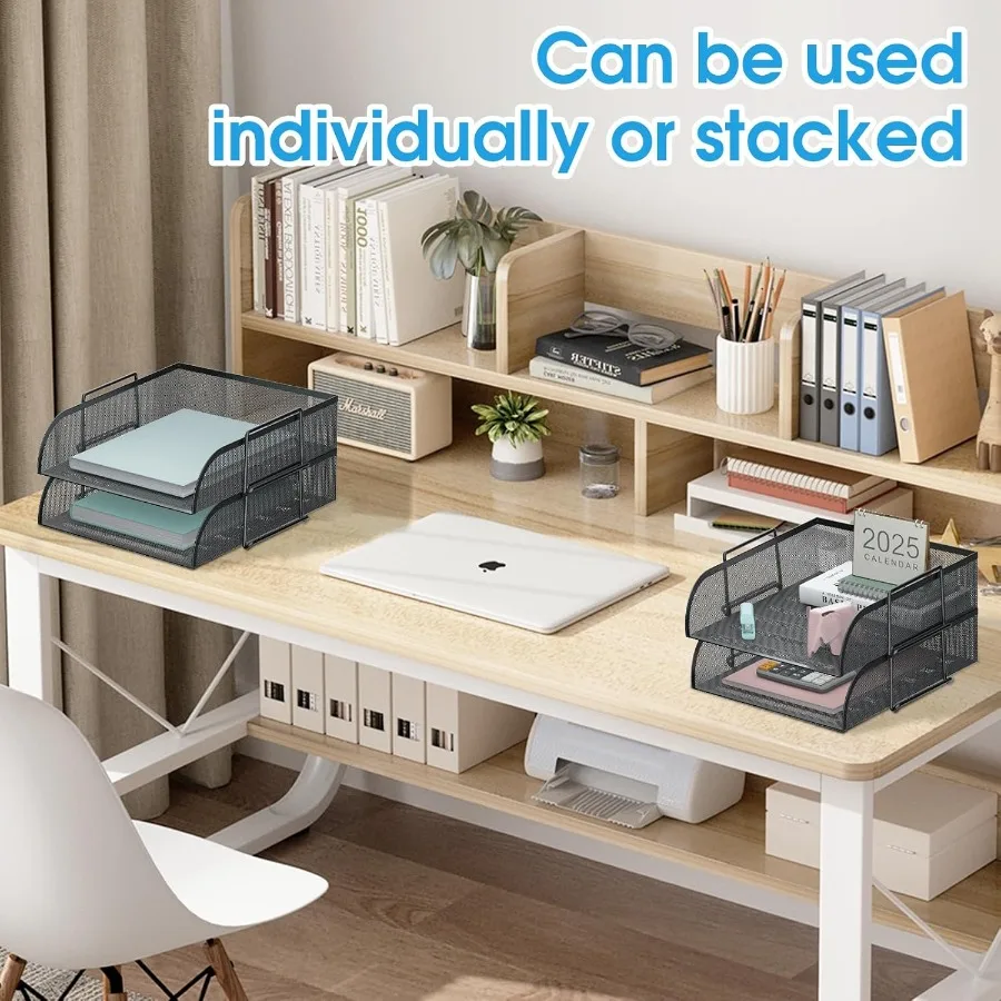 منظم صينية ورق قابل للتكديس مكون من 4 طبقات لملحقات مكتب المكتب ومنظم فارز الورق لمجلد ملفات مكتب الرسالة/A4