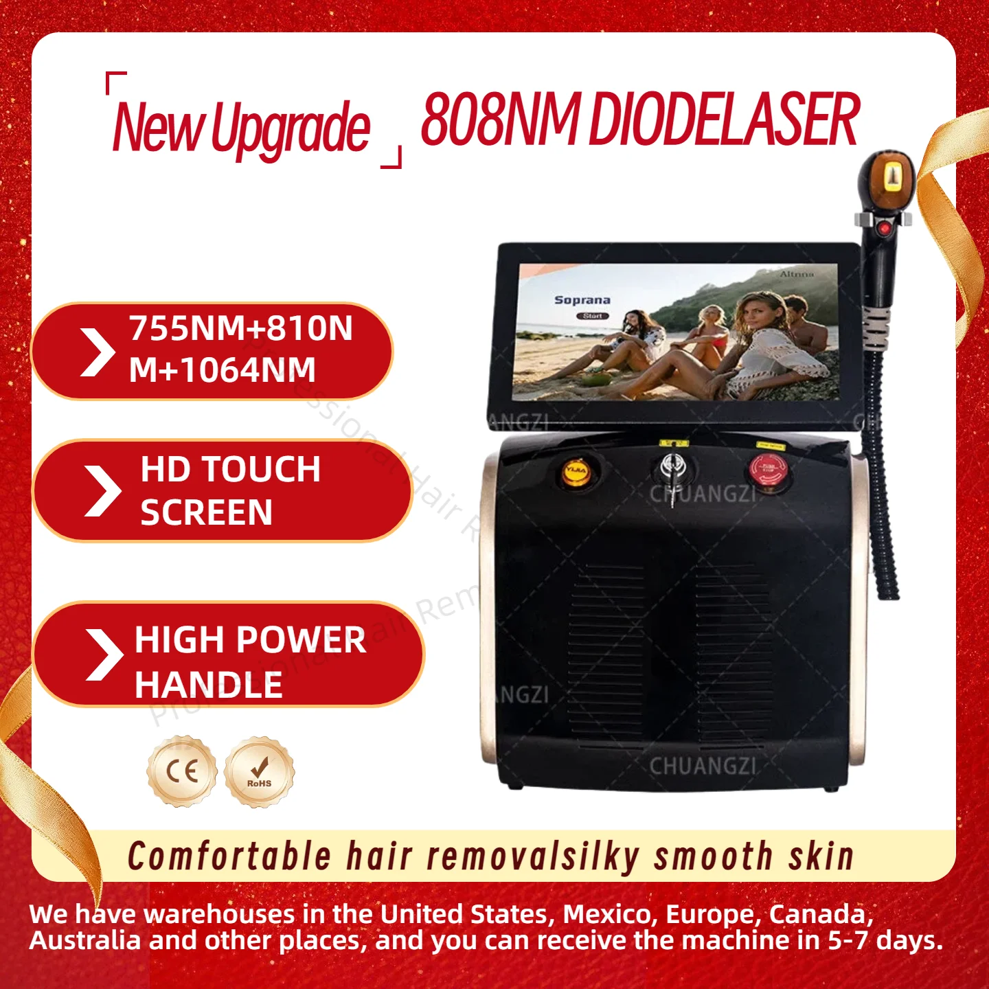 

Professional Salon Laser Epilator Ice Titanium 3 waves Permanent CE Diode Ice Titanium Laser Body Hair Removal Machine.