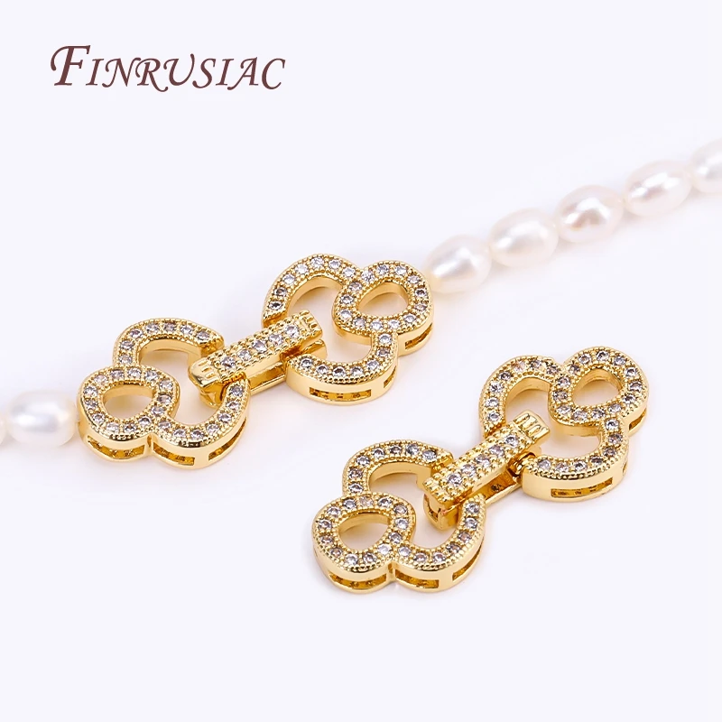Handmade Decorative Connector Pearls Clasps Supplies 18K Gold Plated Inlaid Zircon Closure Fasteners Lock Clasps Accessories
