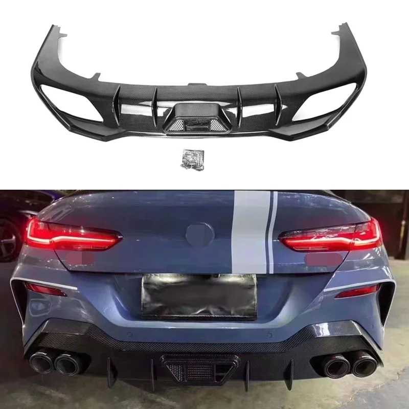 Carbon Fiber Rear Lip Diffuser Apron Spoiler For BMW 8 Series 840i G14 G15 G16 2019 2020 Car Back Bumper Guard