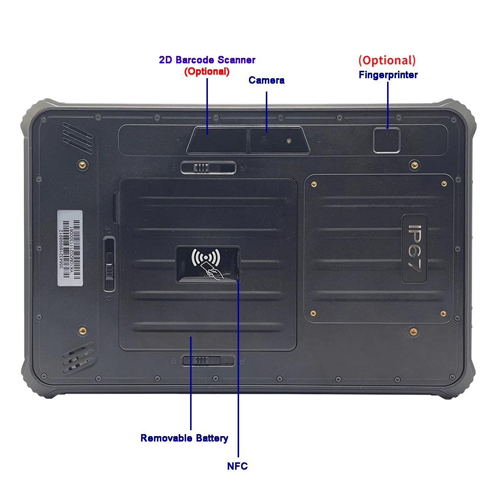 10.1 Inch Sunlight Readable Tablet PC With RJ45 1000Nits K10M Android Waterproof MTK6771 6GB RAM 128GBROM NFC 4G UHF RFID HDMI