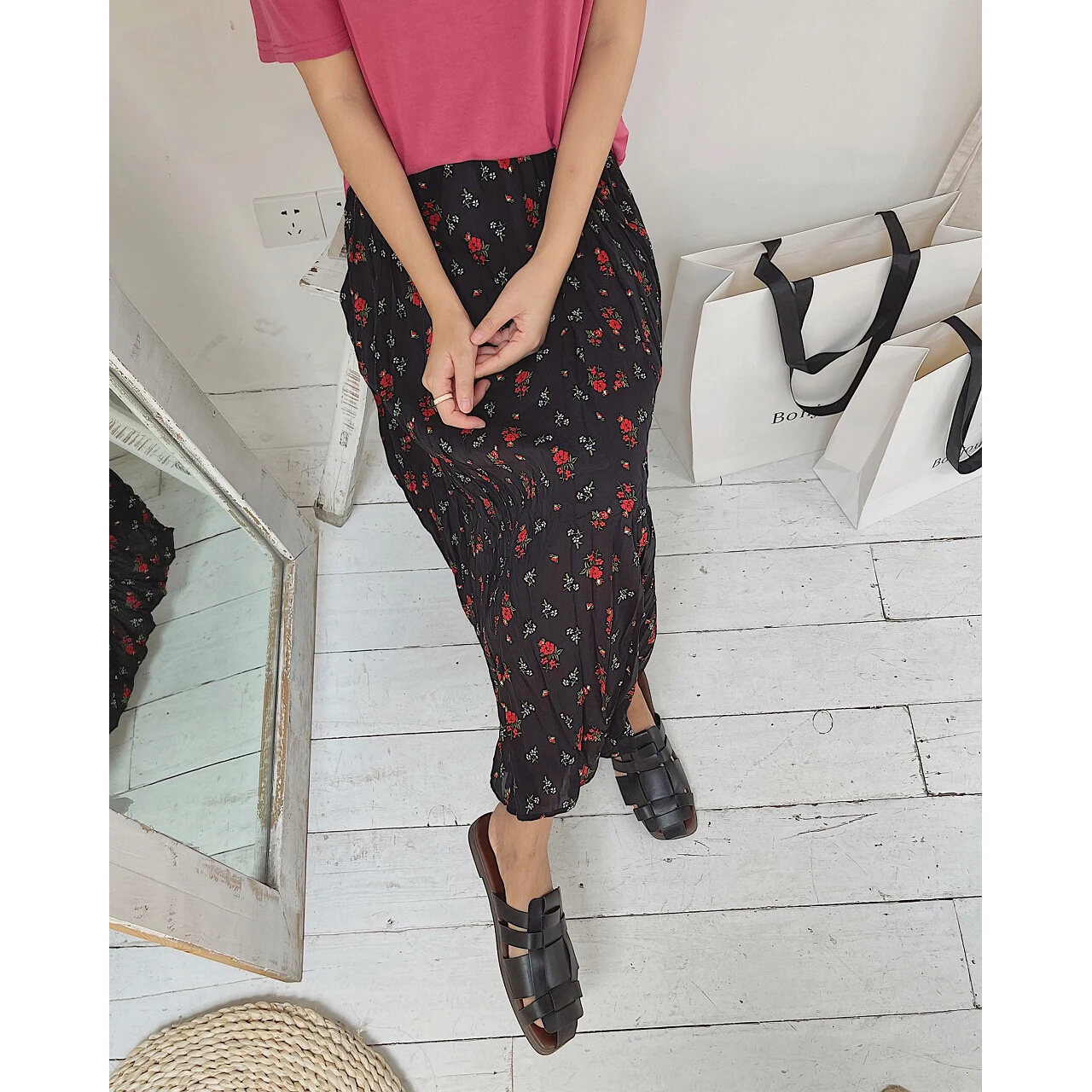 

High Waist Floral Lace f Skirt Women's Summer Thin A-Line Midi ort plus Size New Sle Bla Polyester Fiber Skirts