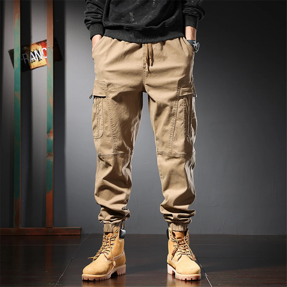 Celana Kargo Taktis Ukuran Besar 5XL 6XL Celana Militer Kasual Fashion Pria Celana Panjang Banyak Saku Pria Jogger Khaki Hijau