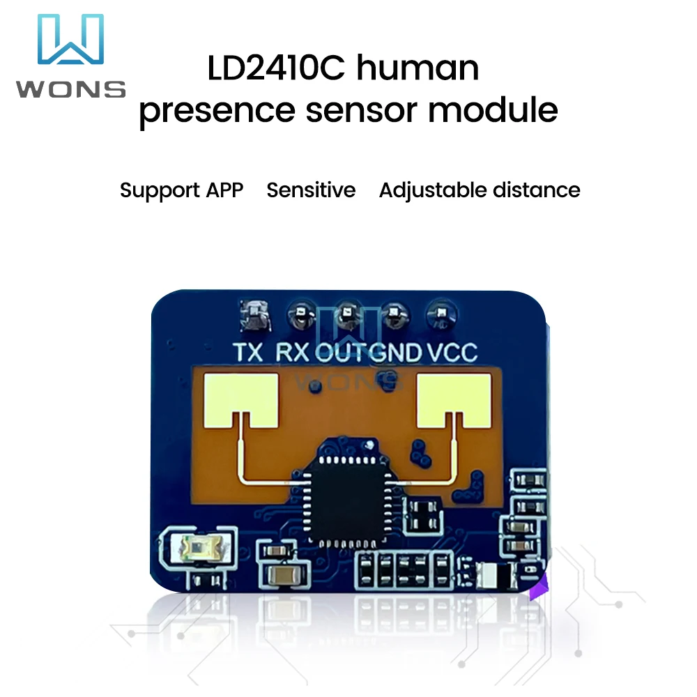 

HLK-LD2410C 24GHz Human Presence Sensing Module Millimeter Wave Radar Non-contact Intelligent Sensor Heartbeat Detector