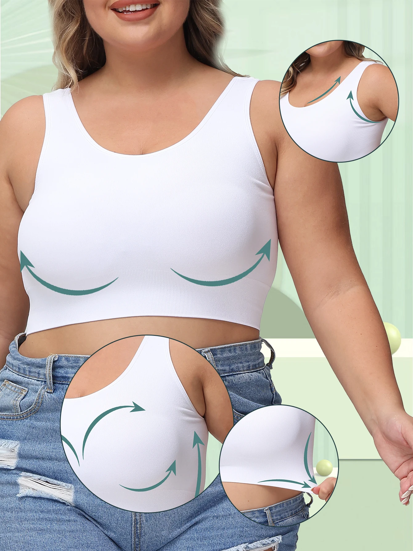 

Plus-size women's bra with lift and prevention of sagging shaping and support for side bust comfortable without wire support