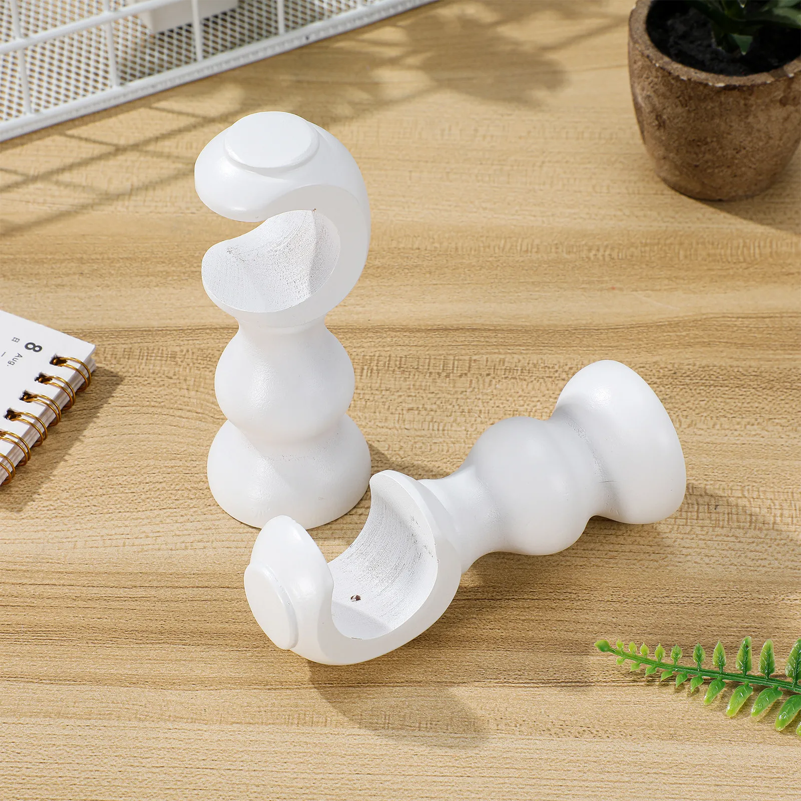2Pcs Solid Wood Curtain Rod Brackets Set Natural Finish Strong Support for Drapery Rod Mounting Hardware Bedroom Living Room