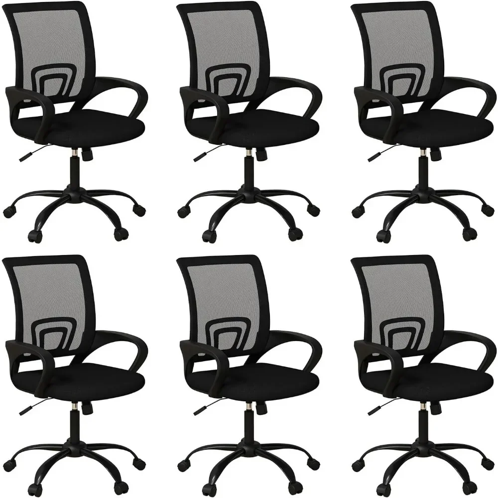 Ergonomic Office Chairs Set of6,Swivel Rolling Height Adjustable Conference Chairs,Mesh Computer Desk Chairs with Lumbar Support