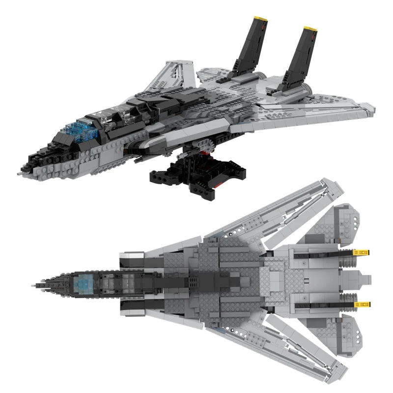 

MOC Air Force Military the Jolly Rogers Grumman F-14 Tomcat Fighter Bricks Aircraft Plane War Fighting Building Blocks DIY Toys