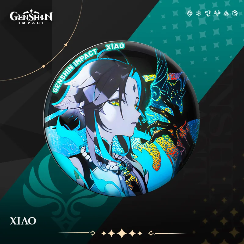 1PC Anime Game Genshin Impact Xiao Beelzebul Venti Frosted Fine Flash Badges Brooches Knapsack Clothes Scarves Pins Decorations
