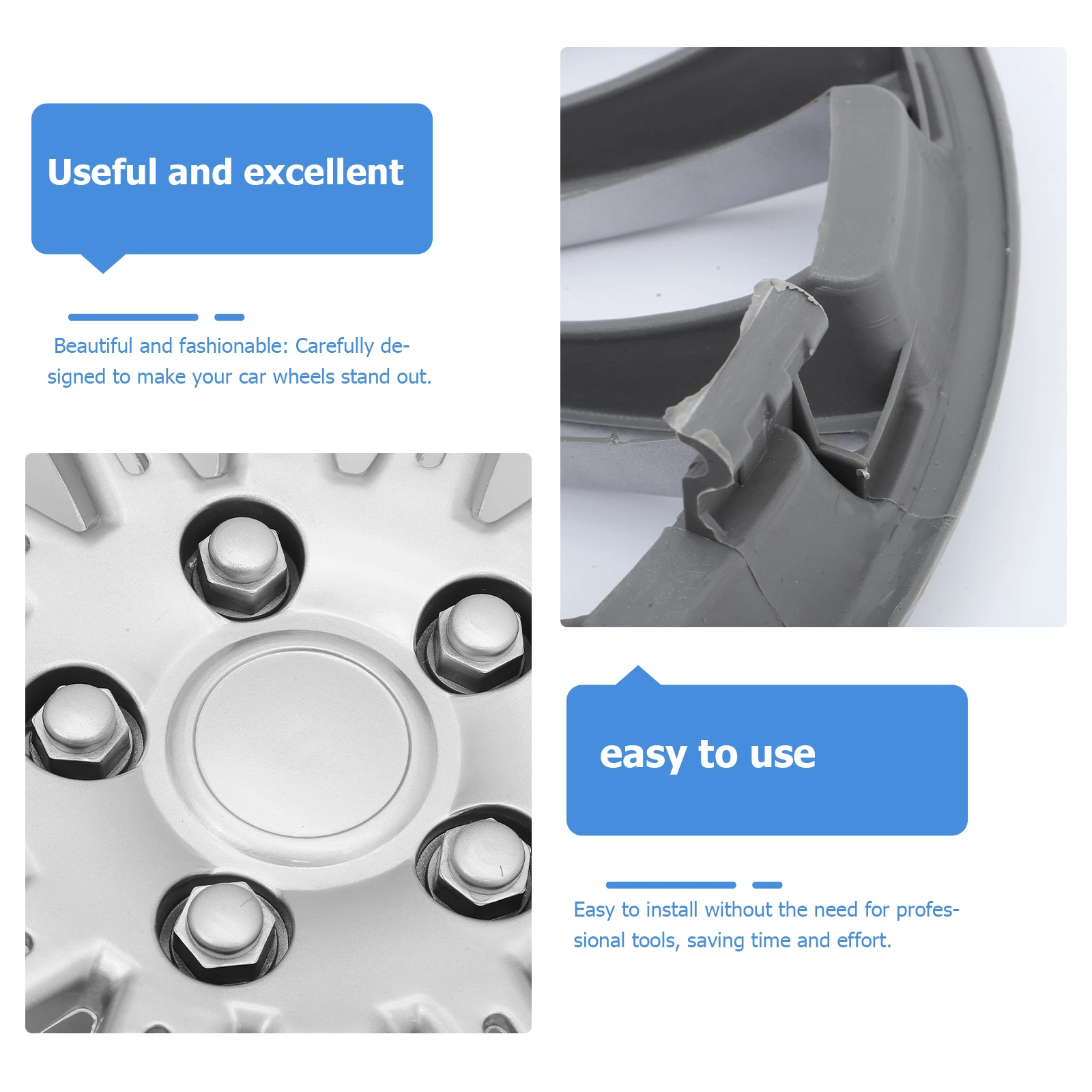 

14 Inch Automotive Wheel Covers Car Rim Protection Decorative Plastic Material Easy Installation Silver Color Travel Use Car
