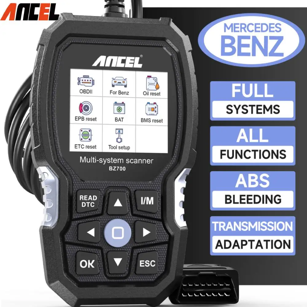 

ANCEL BZ700 OBD2 Automotive Scanner For Mercedes Benz Car Code Reader ABS SRS SAS TPMS Reset Scan Tool Engine Diagnostic Tool