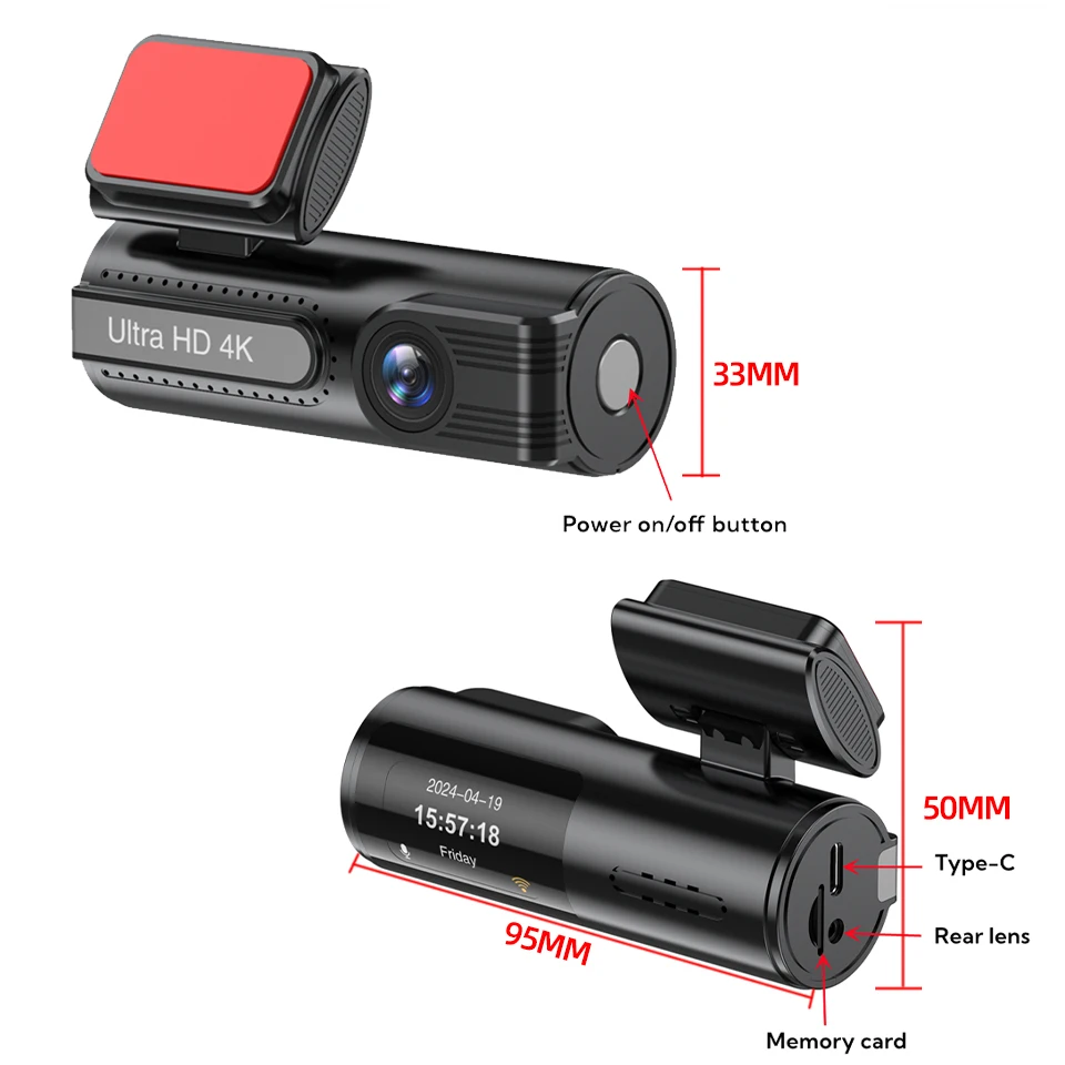 Dashcam For Car Black Box Driving Video Recorders WiFi GPS Mini 4K Front  Optional 1080P Rear 24H Parking Monitor Record camera