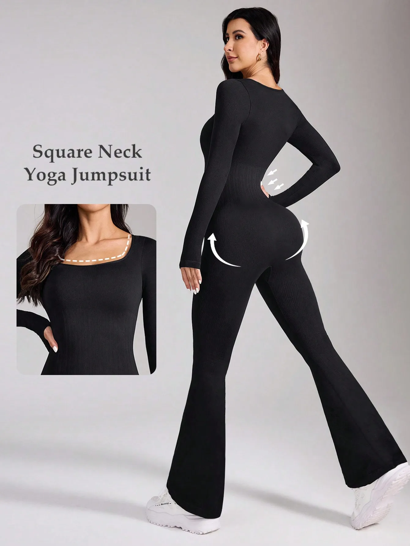 Casual flared pants for women, high waisted, hip lifted, wide leg pants, micro flared sports yoga jumpsuit