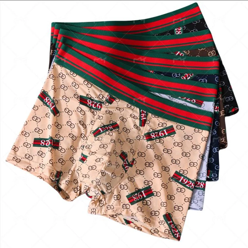 5 uds ropa interior de seda de hielo para hombres, calzoncillos finos transpirables de moda ligeros de lujo para hombres, calzoncillos Boxer sueltos de cintura media a la moda para hombres