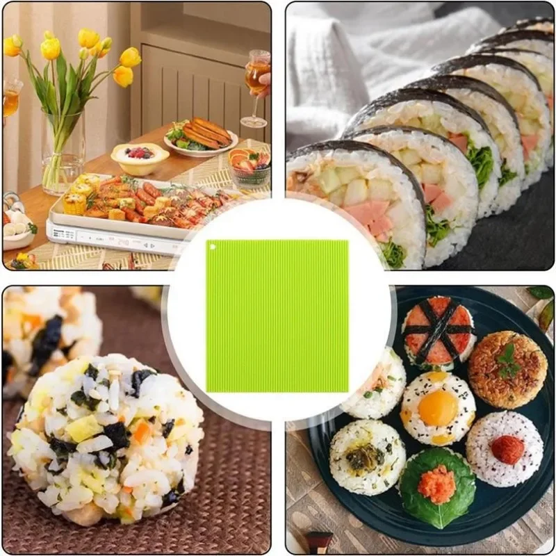 1PC Imitation Bamboo Sushi Roller Curtain Tool Silicone Sushi Roll Mold Commercial Nori Sushi Nori Bag Rice Special Bento