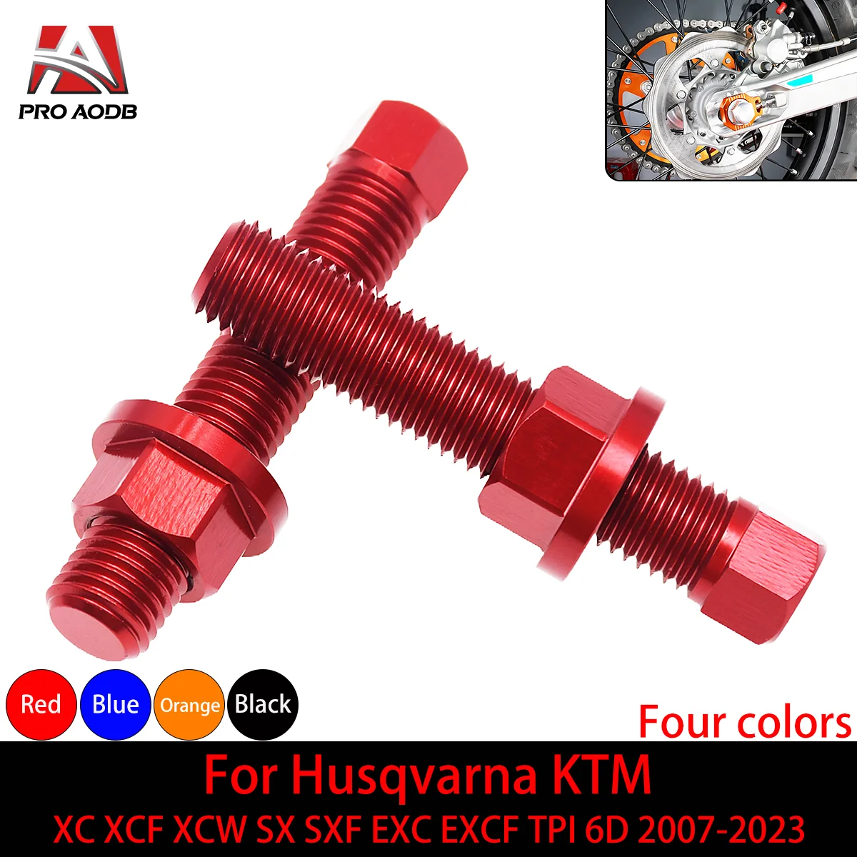 

For Husqvarna GasGas KTM XC XCF XCW SX SXF EXC EXCF TPI 6D 2007-2023 SXS R Etc Rear Axle Blocks Chain Adjuster Bolt Screws M10