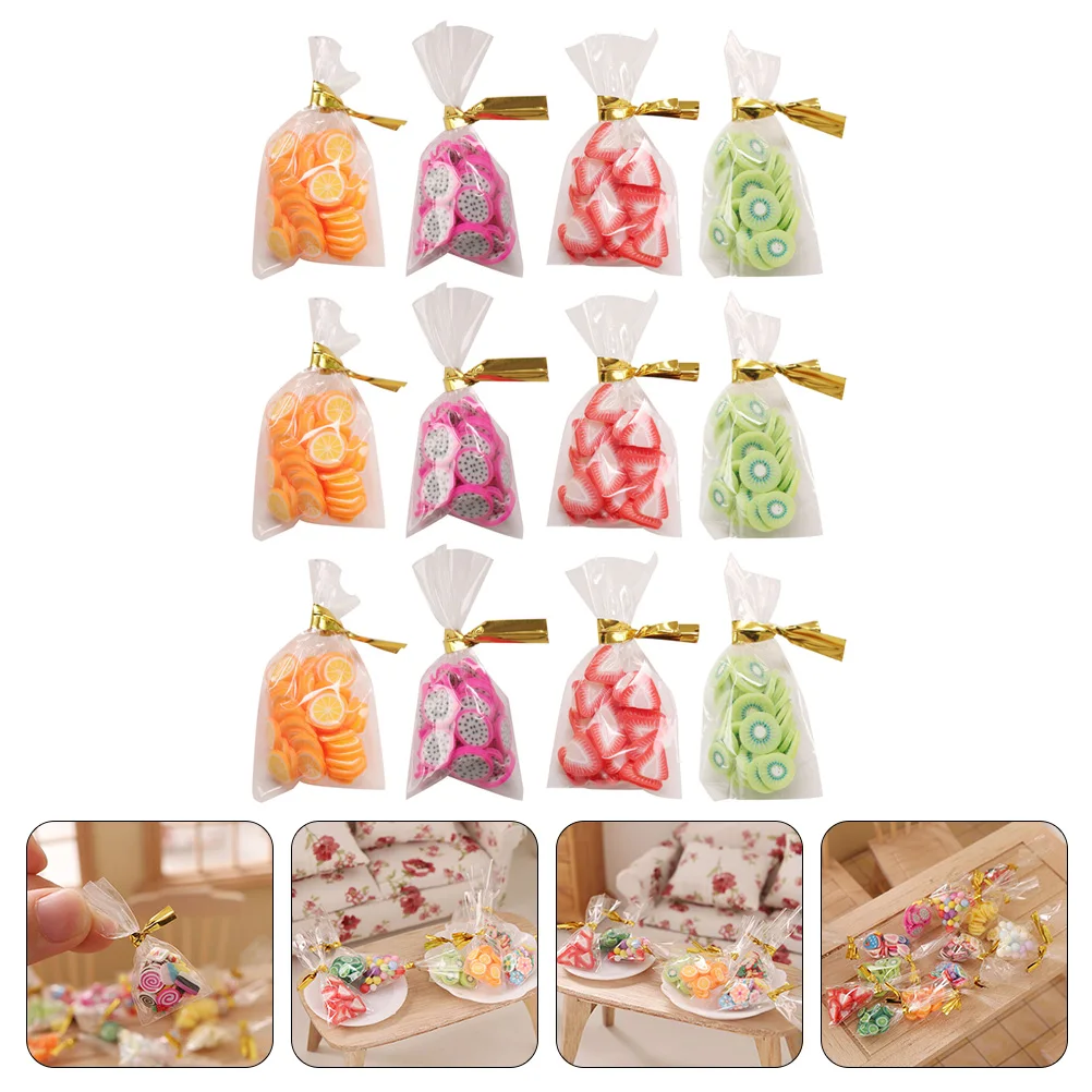 

12 Pcs Pretend Candy Snack Set Baby Bags Rubber Miniature Simulation Decoration