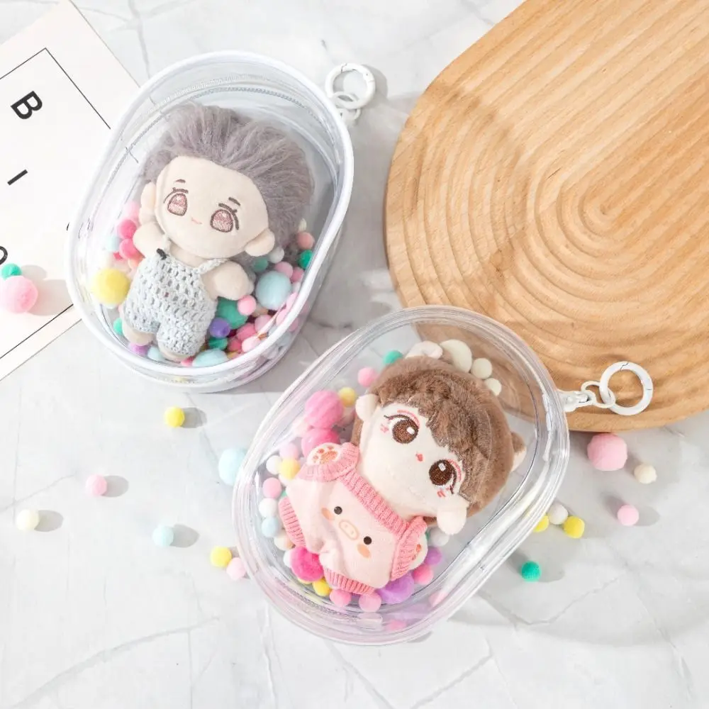 with Plush Ball Doll Transparent Walking Bag PVC with Keychain Cotton Doll Display Bag Thicken Creative Cotton Doll Storage Bag