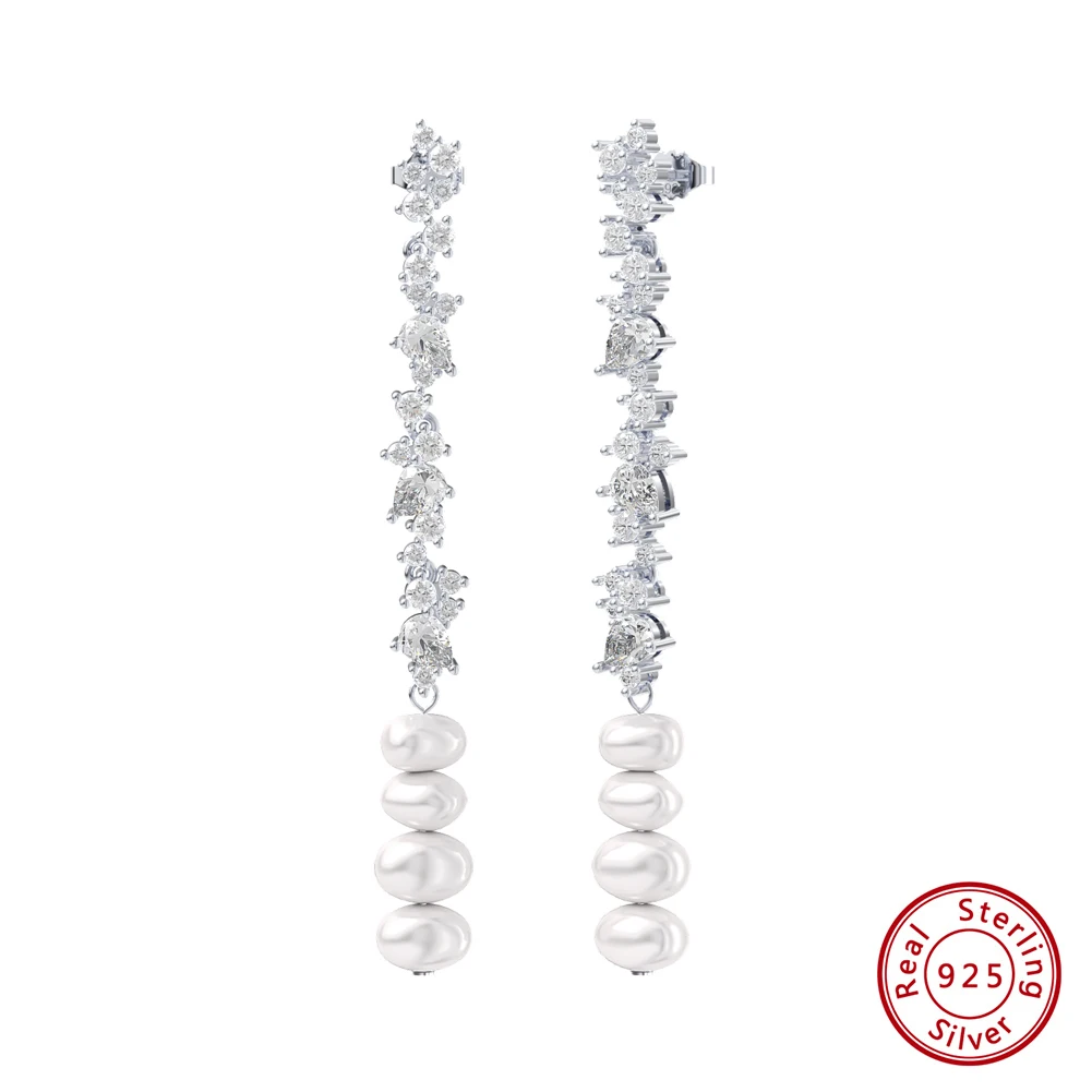 

Серебряные серьги-подвески с искусственным жемчугом