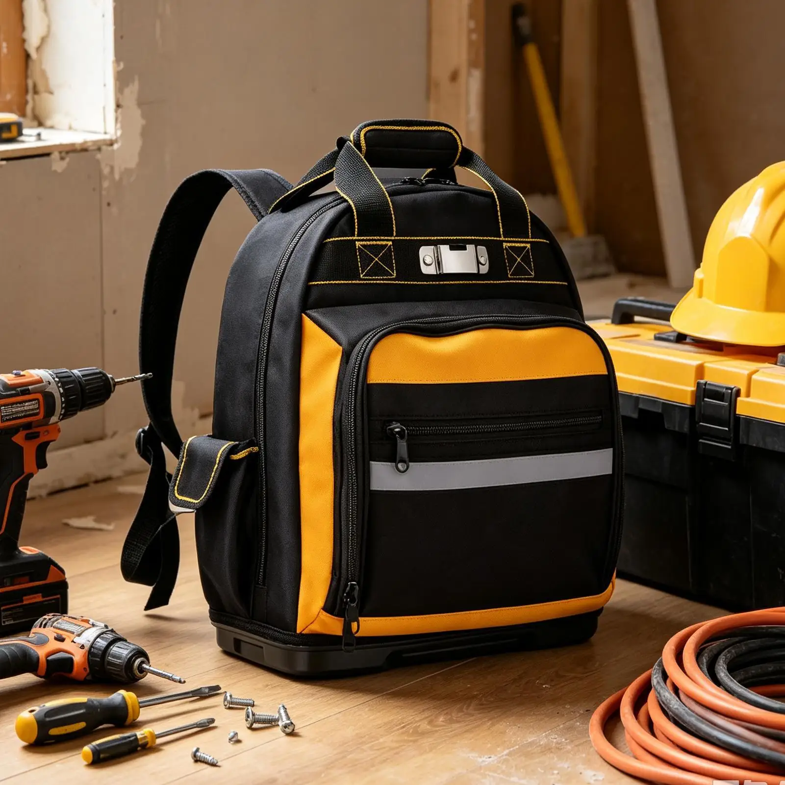 Electrician Tool Bag Ergonomic Grip Waterproof Multi-Pocket Tote Tool Storage Bag Zipper Pouch For Electrician Mechanic Plumbing
