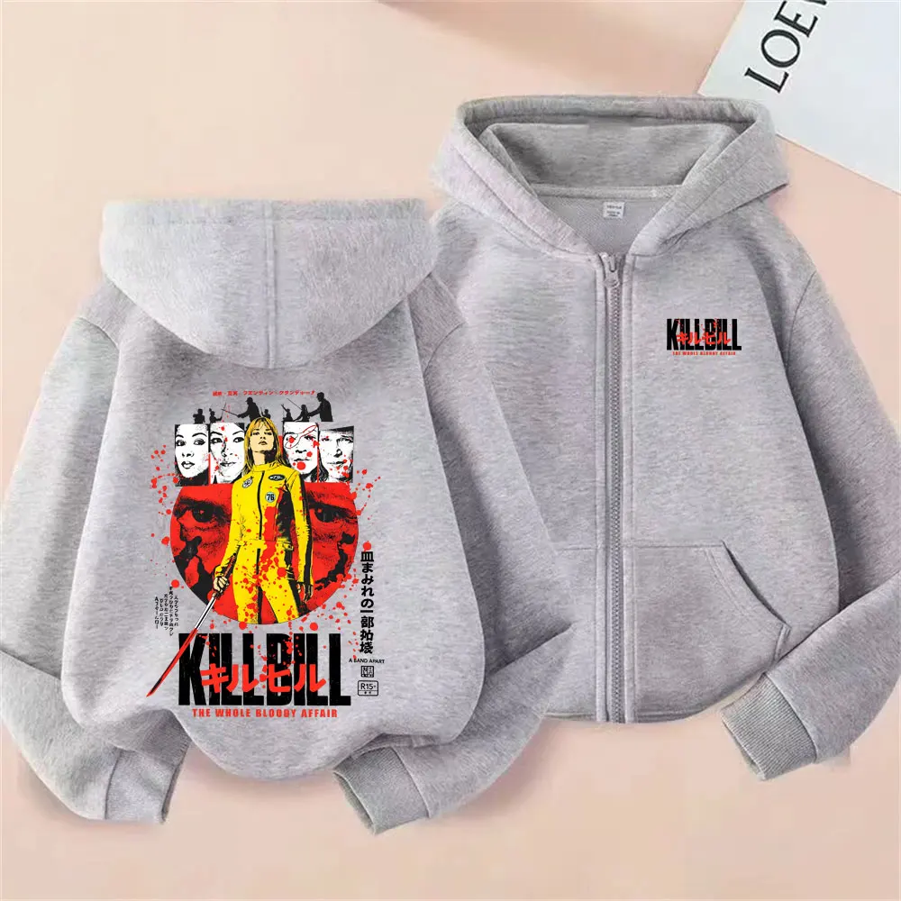 Film Kill Bill Reißverschluss-Hoodie Quentin Tarantino Film Pulp Fiction Zip-Up-Jacke Herren Damen Vintage Oversized Zip-Up-Sweatshirts – Detail 6