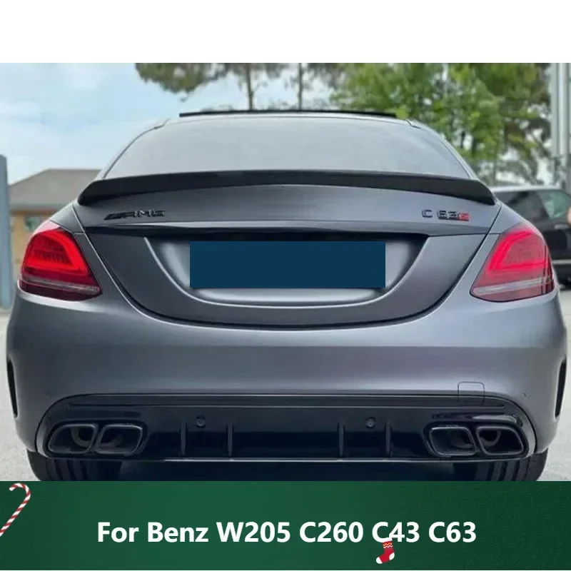 

New！ Type V Carbon Spoiler for Benz W205 C260 C43 C63 Coupe AMG Rear Ducktail Wing C-class 4 2 Door Trunk Accessories