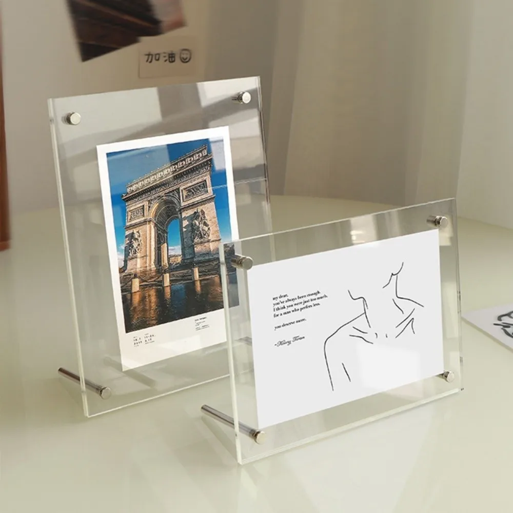 Neuer transparenter Acryl-Fotorahmen, modernes schräges Design, Bilderrahmen, klarer Fotokartenständer, für den Bürogebrauch