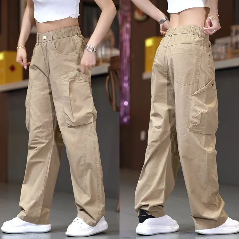 

Летние высококачественные широкие брюки из чистого хлопка для мужчин, свободные, в стиле ретро, прямые, повседневные, в американском стиле, модные, с шестью карманами, рабочие брюки