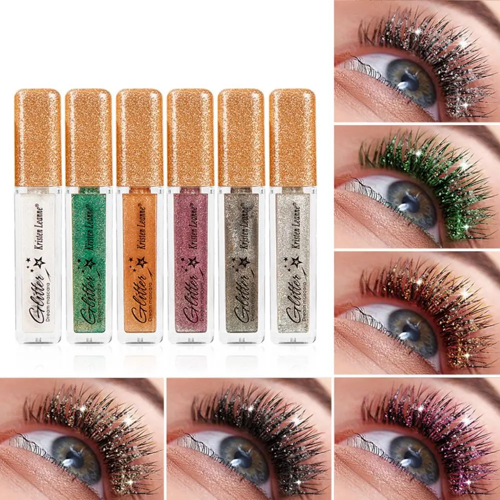 7 Colors Glitter Mascara Quick Dry Long Lasting Waterproof Curling Thick Shiny Eyelash Fashional Sexy Diamond Mascara For M E1A8