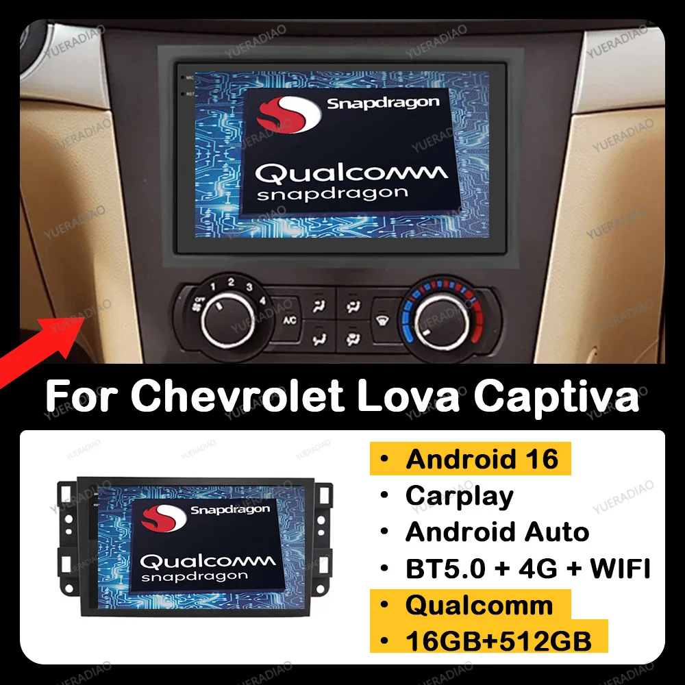 Radio para Auto Android 16 para Chevrolet Lova Captiva Gentra Aveo Epica 2006 - 2011 BT GPS NAVI 4G WIFI Reproductor Multimedia de Video 2DIN