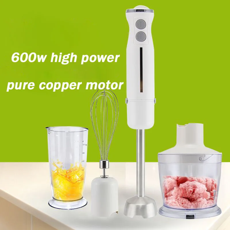 

Electric Hand Held Stainless Steel Blades Stick Blender 4-in-1 Multi-Purpose Immersion 600w Home Kitchen Hand Blender