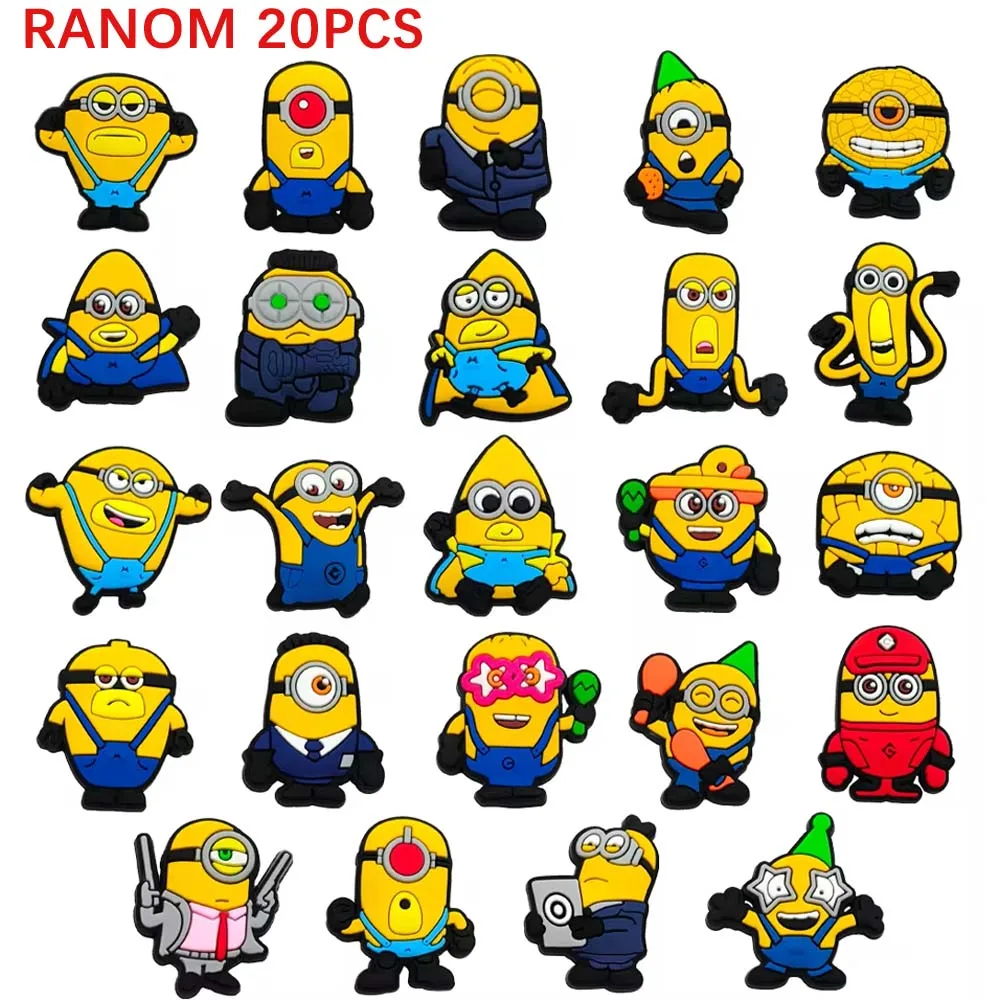12-20pcs/set Cute Random Minions Series ​for Shoe Charms Accessories for Classic Clog Shoe Decoration Fit Wristband Kids Gifts image 5