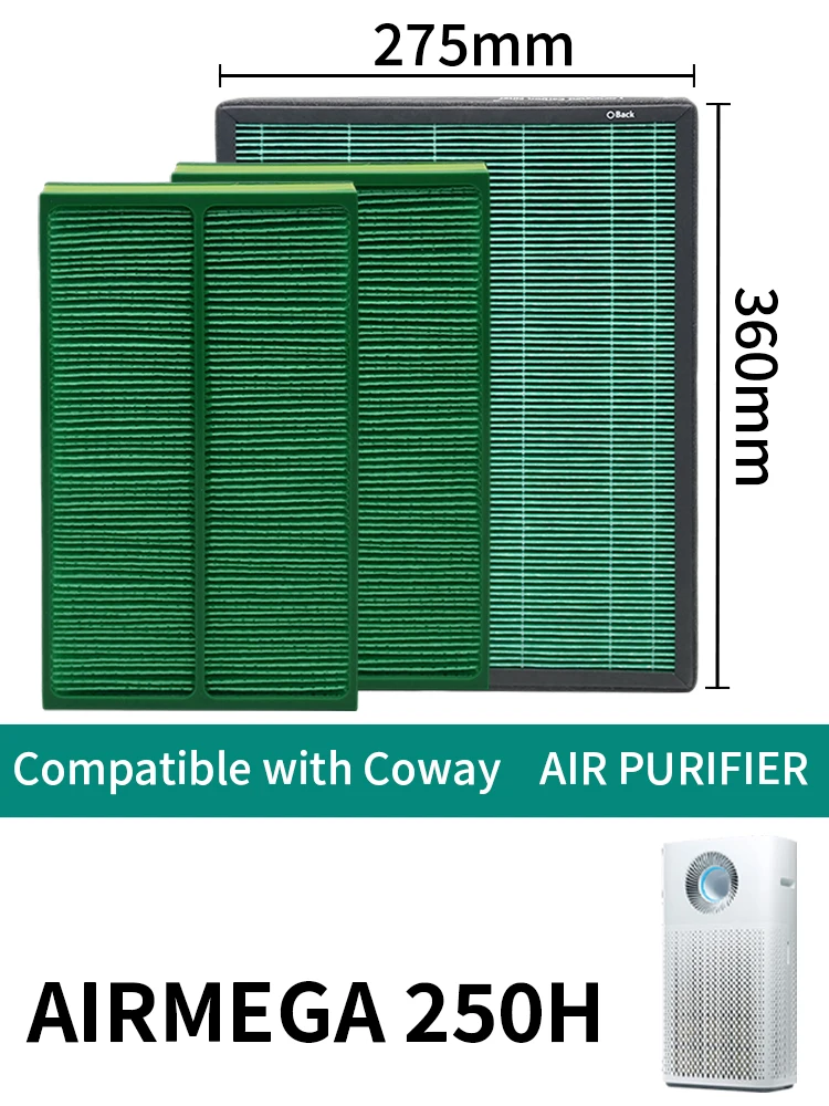 For Coway Airmega 250H air Purifier Replacement 2 IN 1 HEPA and Active Carbon Filter 1 HEPA+2 Humidifier Filter