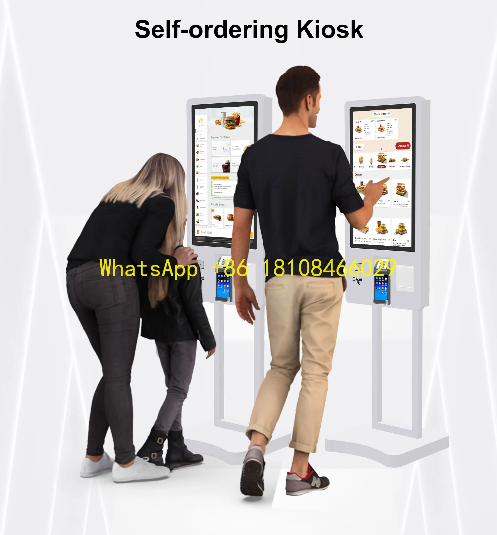 

Киоск для оплаты, автоматический киоск для самостоятельной заказа с сенсорным экраном, киоск для/ресторанов, 27-дюймовый автосервис быстрого питания