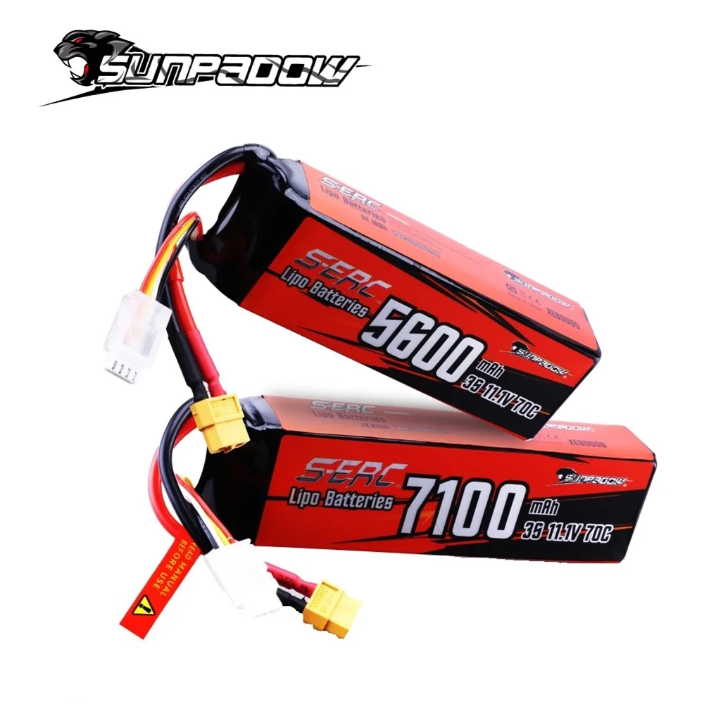 Sunpadow 3S 11,1V Lipo-Akku 5600mAh 7100mAh 70C XT60 für RC-Fahrzeuge, Autos, LKWs, Panzer, Buggys und Rennmodelle