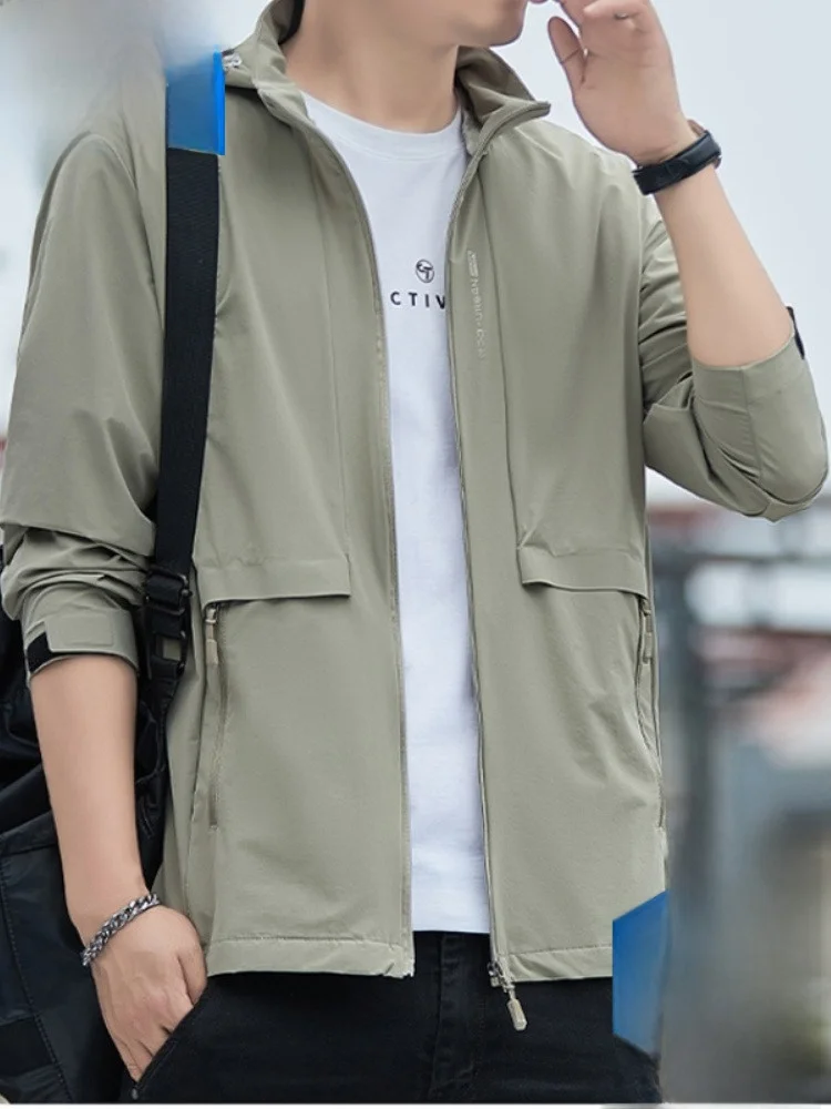 

Мужская рабочая куртка Paul 2026 из высококачественного ледяного шелка с множеством карманов, защитой от УФ-излучения, весна-лето, приталенный крой, верхняя одежда