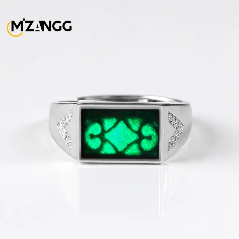 Adjustable S925 Silver Natural A Cargo Emerald Emerald Saddle Ring Ice Seed Jadeite Ink Jade Ring Ring for Men and Women Models