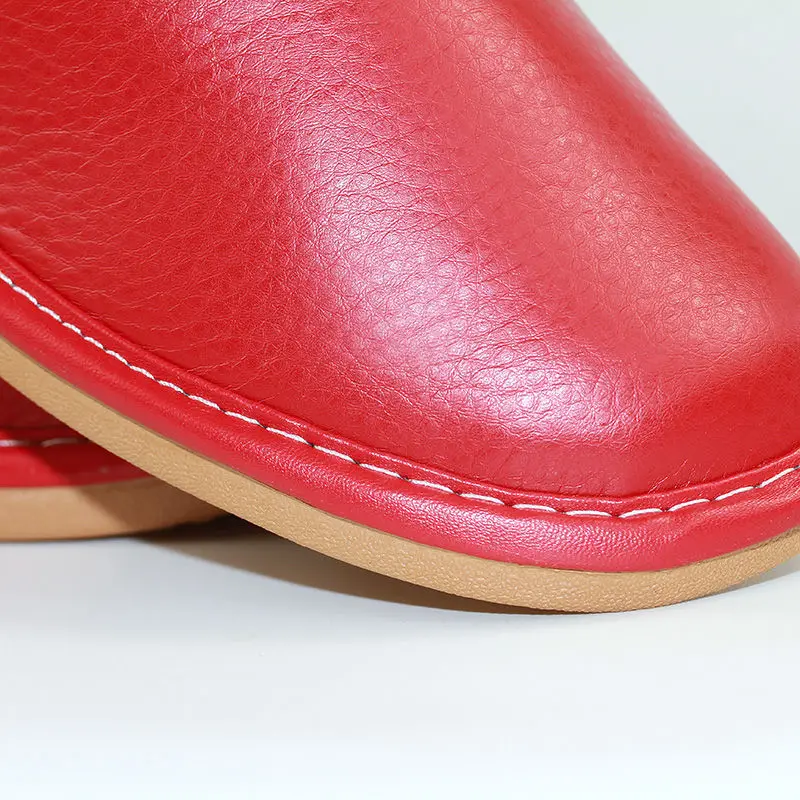 Tanie kapcie domowe męskie klapki do noszenia w pomieszczeniach duże rozmiary 47 48 męskie mule zakryte palce skórzane kapcie unisex buty dla par — zdjęcie 4