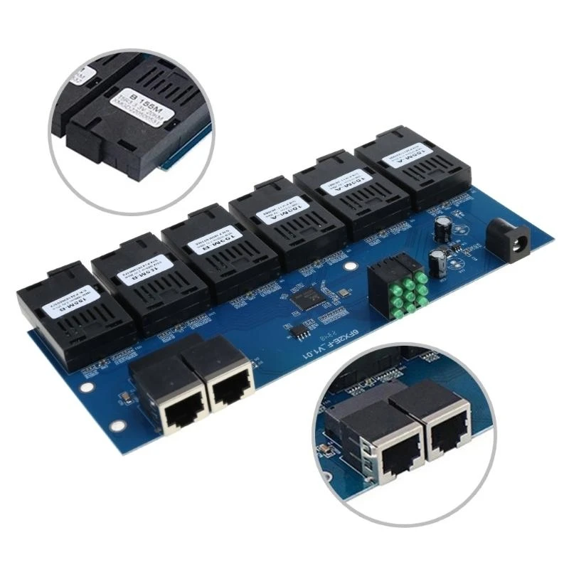 090F 3A 3B Fast Ethernet 10/100M Ethernet Switches Fiber 6 Port 20 км 2 UTP RJ45 Fast Erhetnet Fiber Optical Switches