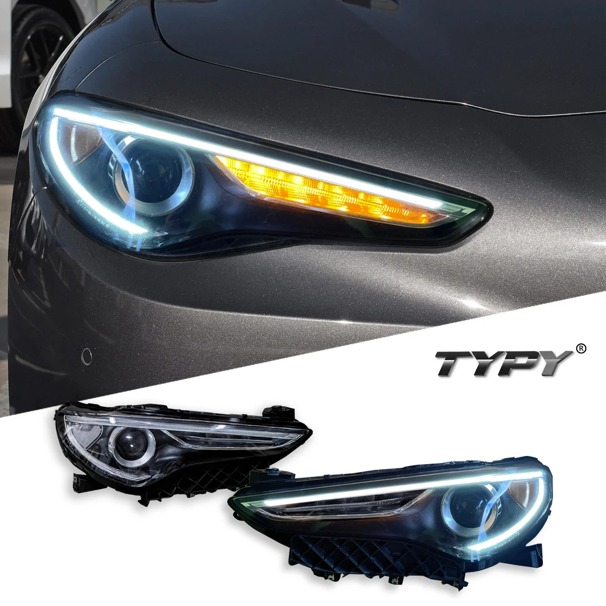 

TYPY New LED Head Lamp Upgrade Modified For Alfa Romeo Stelvio 2017-2022 Headlight Dynamic Signal Head Lamp Auto Accessories