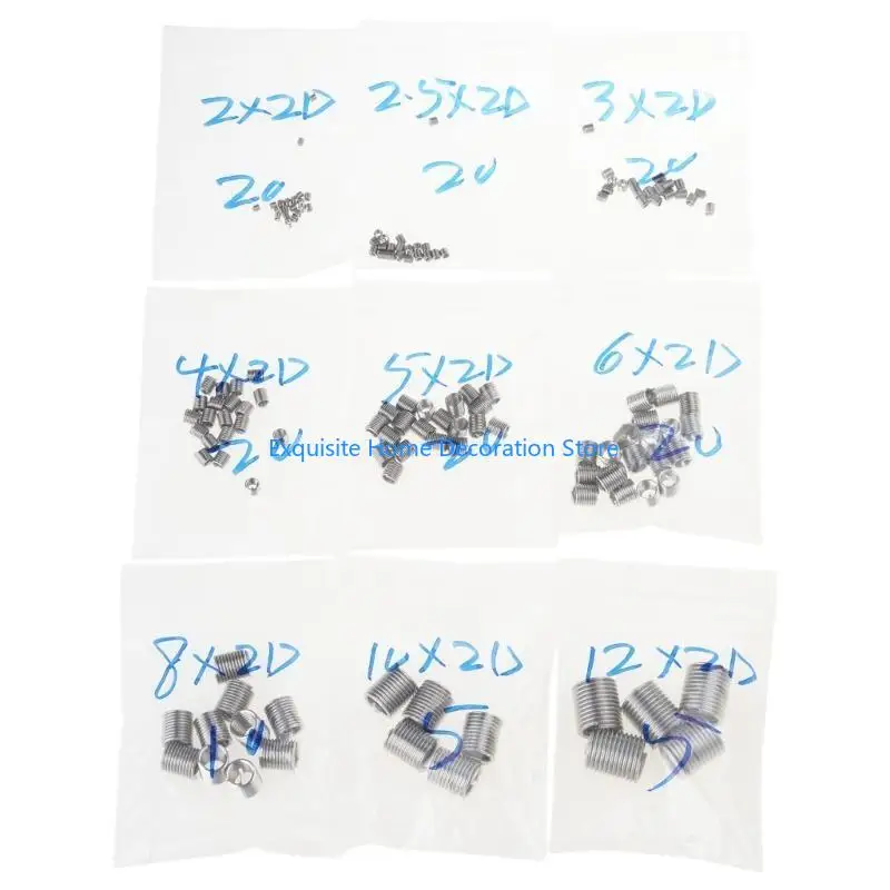 

L5BF Comprehensive 120Pcs Thread Repair Tool Set Steel Inserts Precisions Thread Inserts Upgrades for Industrial Maintenance