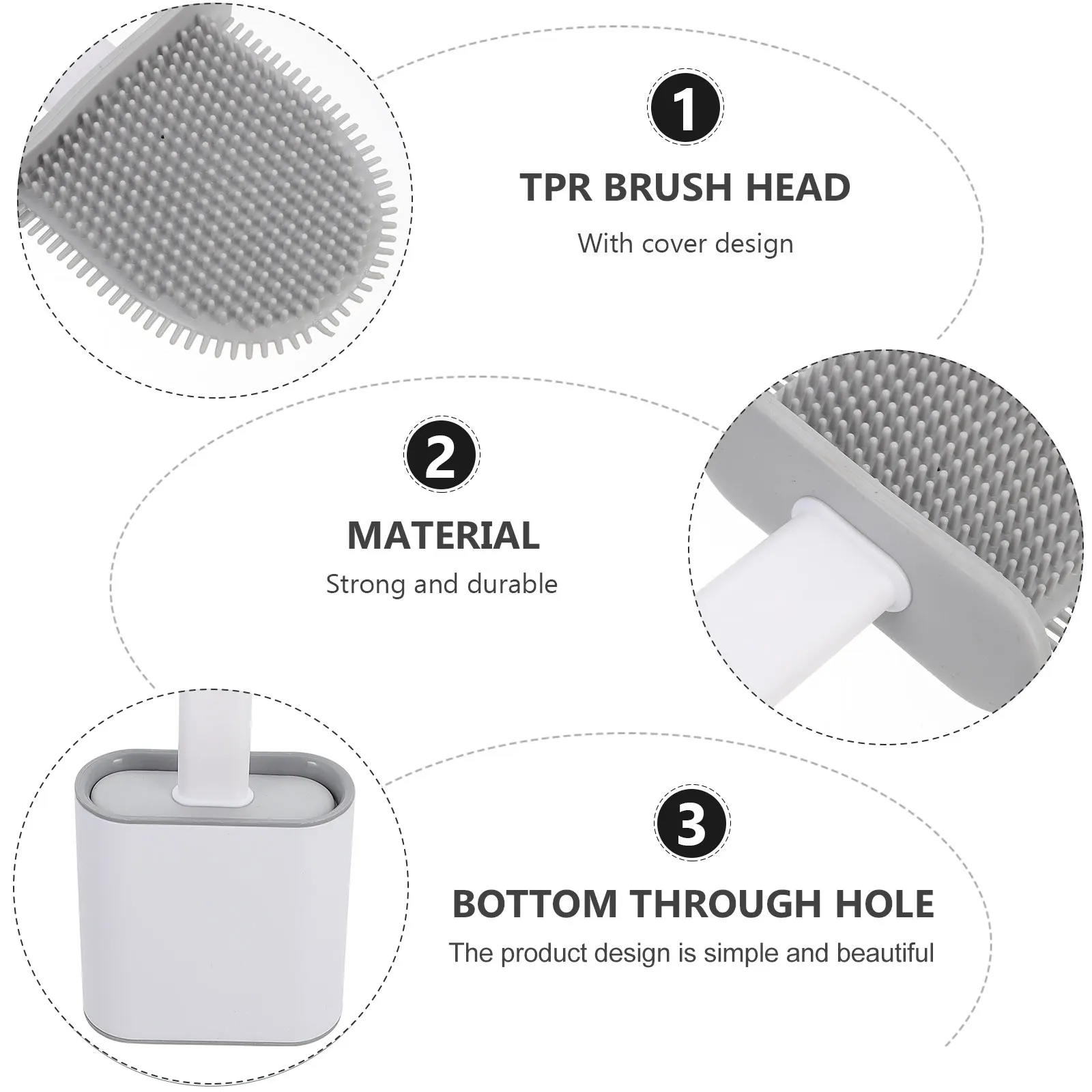 

Toilet Brush Scratch Free Cleaning Tool Wall Mount Holder Dense Bristles Plastic Home Hotel Office Bathroom Accessories