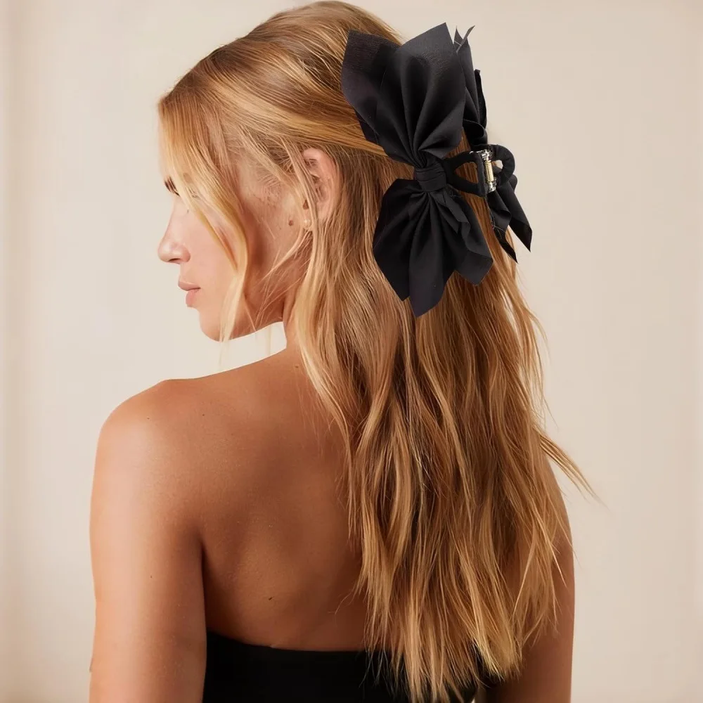 Retro Haarspange in Kaffeefarbe mit Cashew-Blumenmuster für Damen, trendige große Schleifen-Haarspange, Haarklammer für den Hinterkopf, Shark-Clip, Haar-Accessoires – Detail 20