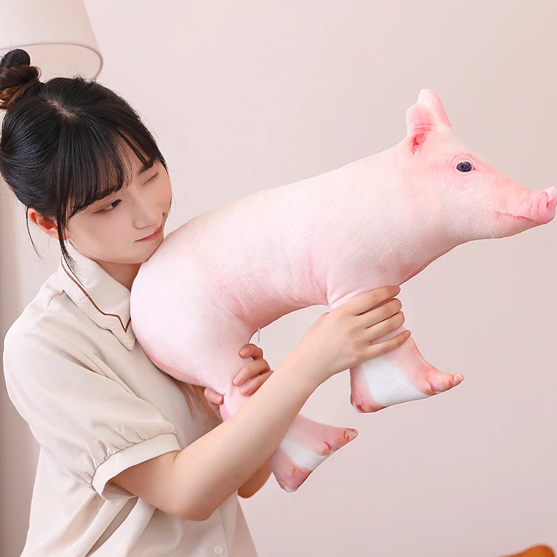 1Pc 3d Simulatie Varken Pluche Kussen Gevuld Real Life Piggy Pop Grappige Nek Kussen Zachte Rug Kussen Sofa Decor Geschenken