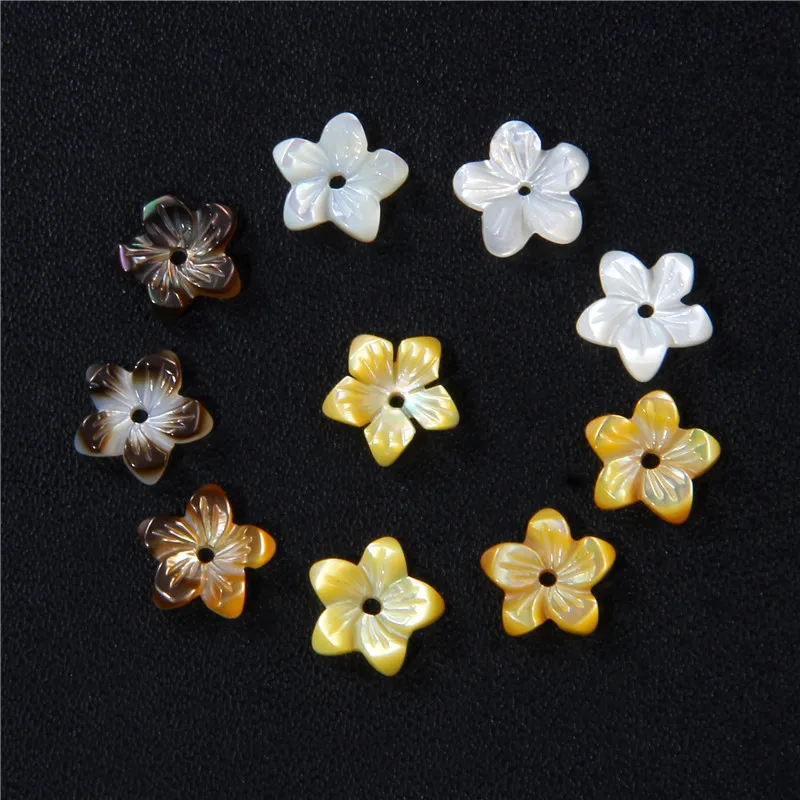 Natural Shell Flower Beads Accessories Mother of Pearl Shell Flower Pendant Beads for Jewelry Necklace Craft DIY Bracelet Making